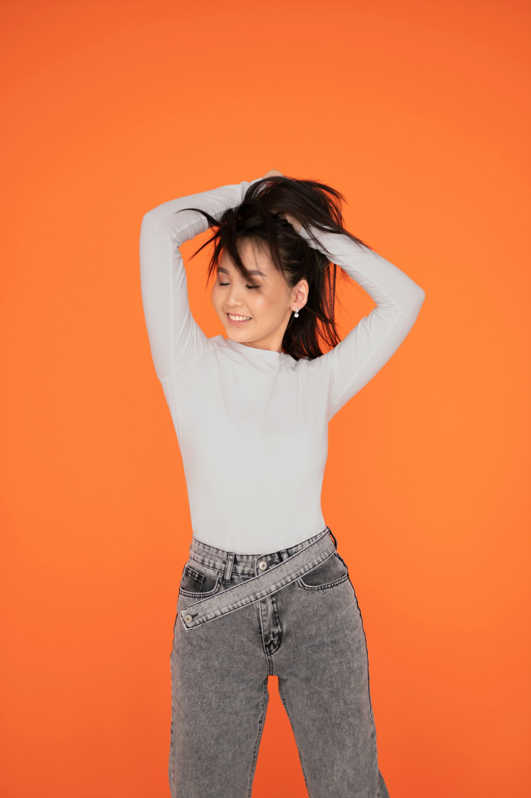 Female Full Sleeve T-Shirt Grey Melange