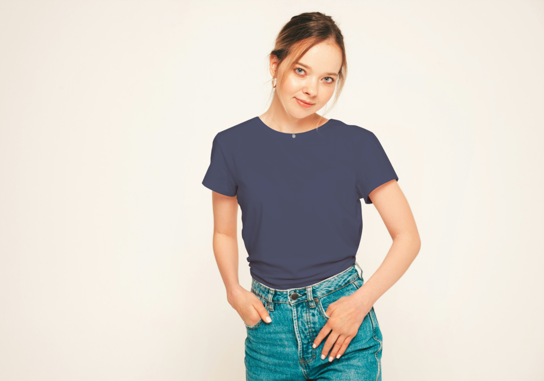 Female Half Sleeve Classic T-Shirt Navy Blue