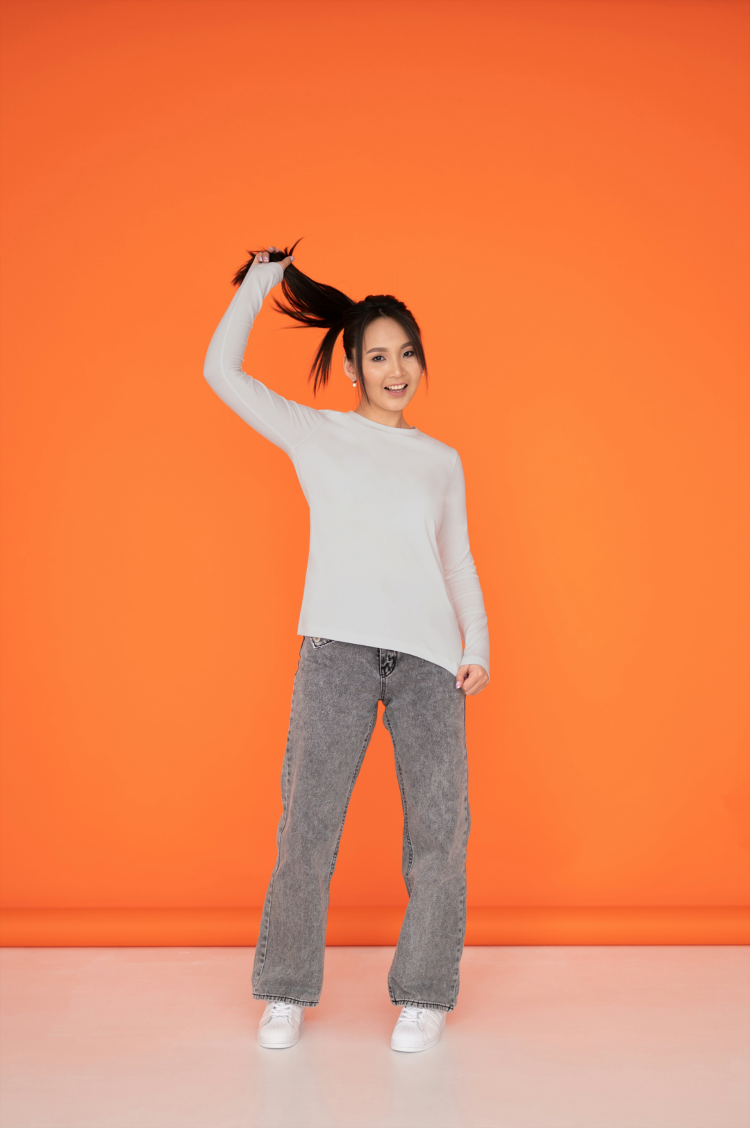 Female Full Sleeve T-Shirt Grey Melange