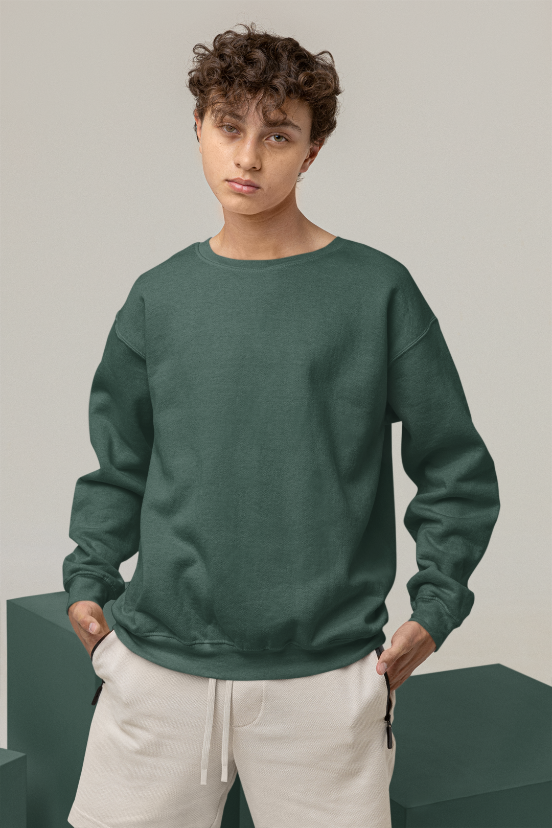 Men's Oversized Sweatshirt Bottle Green